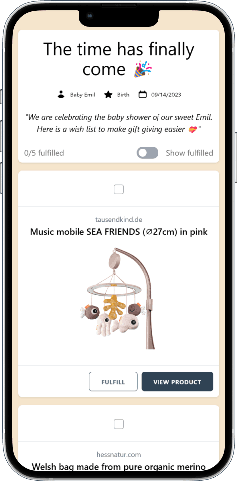 This is what your finished Wishlist looks like
