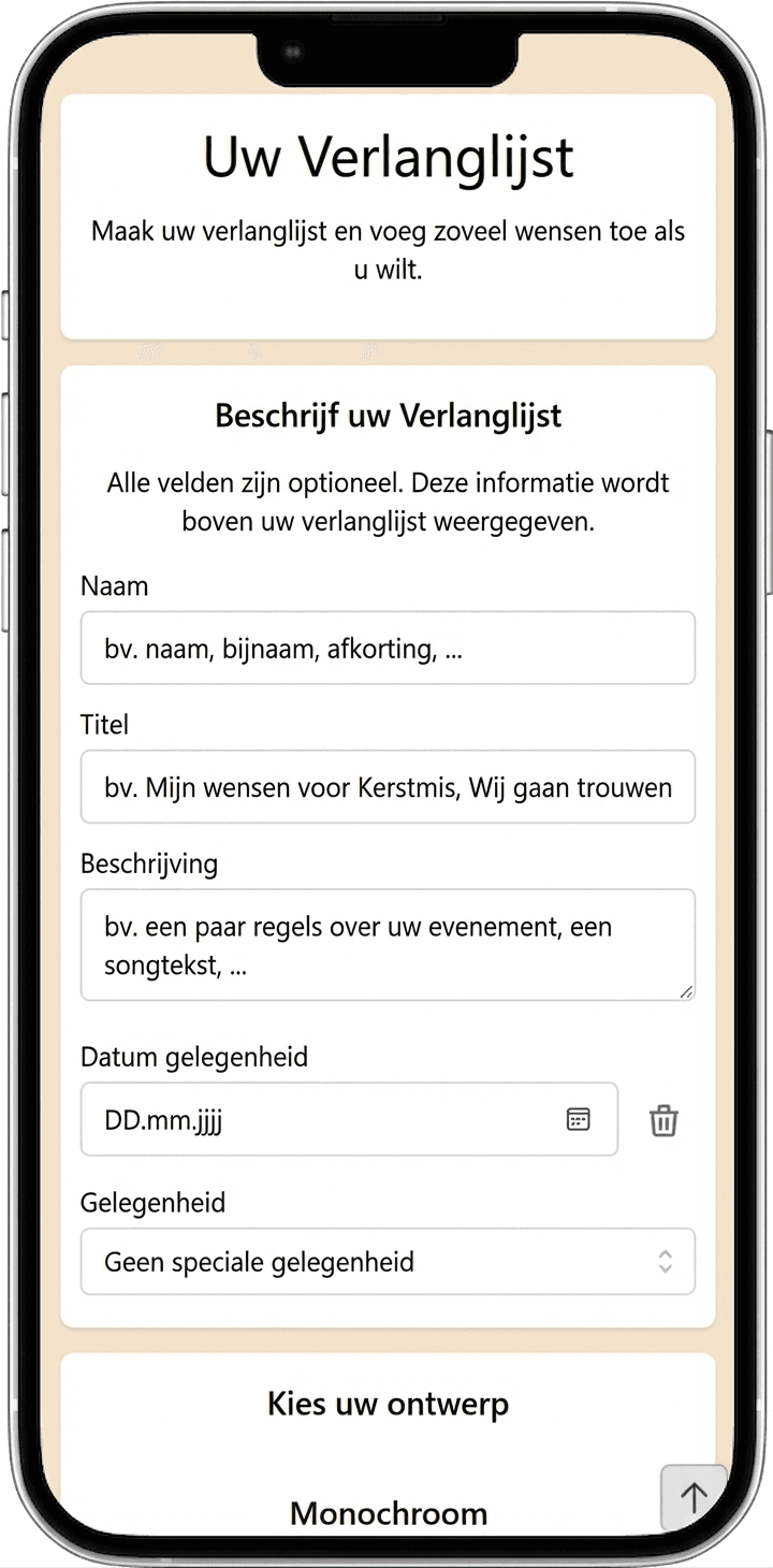 Hoe voeg je details toe aan je verlanglijst
