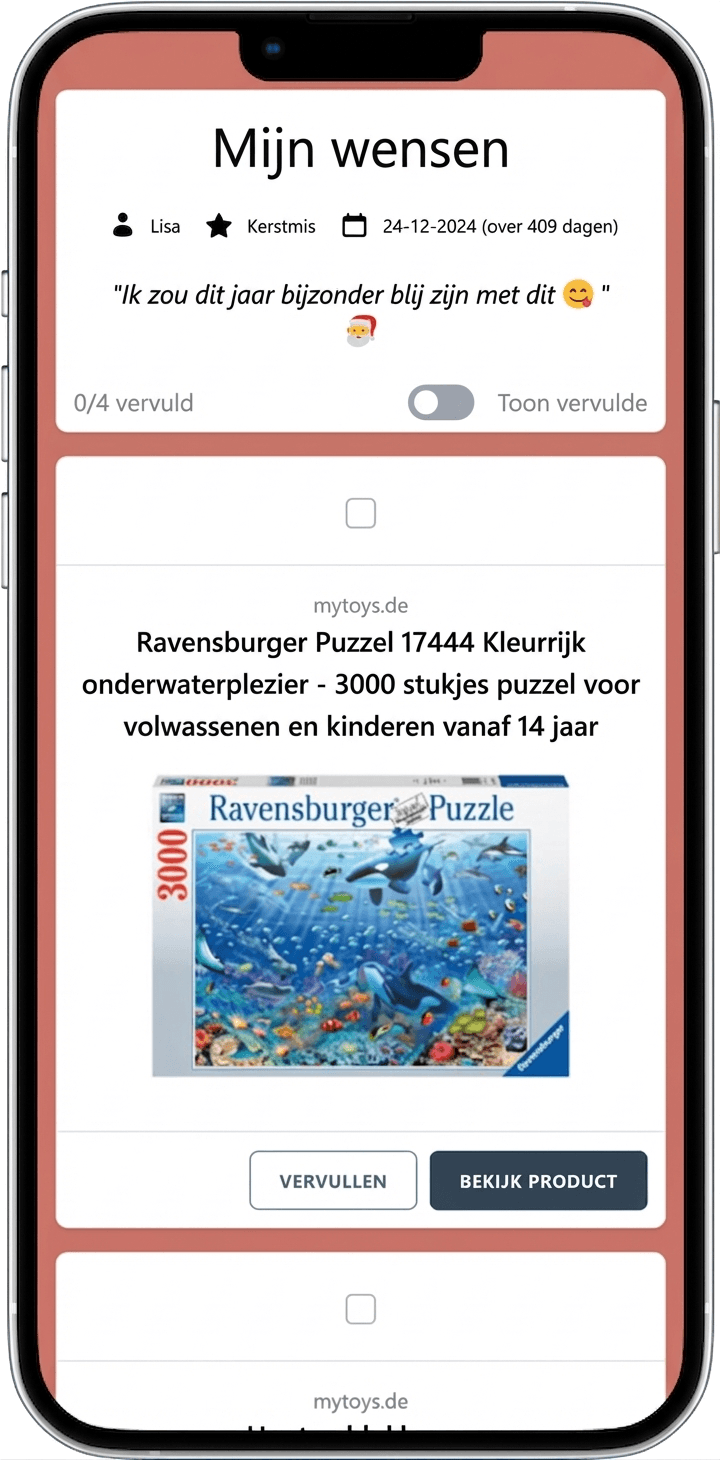 Zo ziet je voltooide verlanglijst eruit