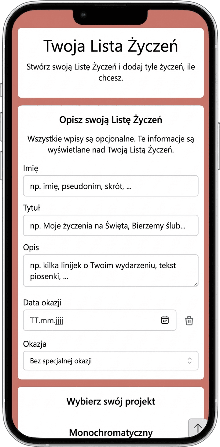 Jak dodać szczegóły do listy życzeń