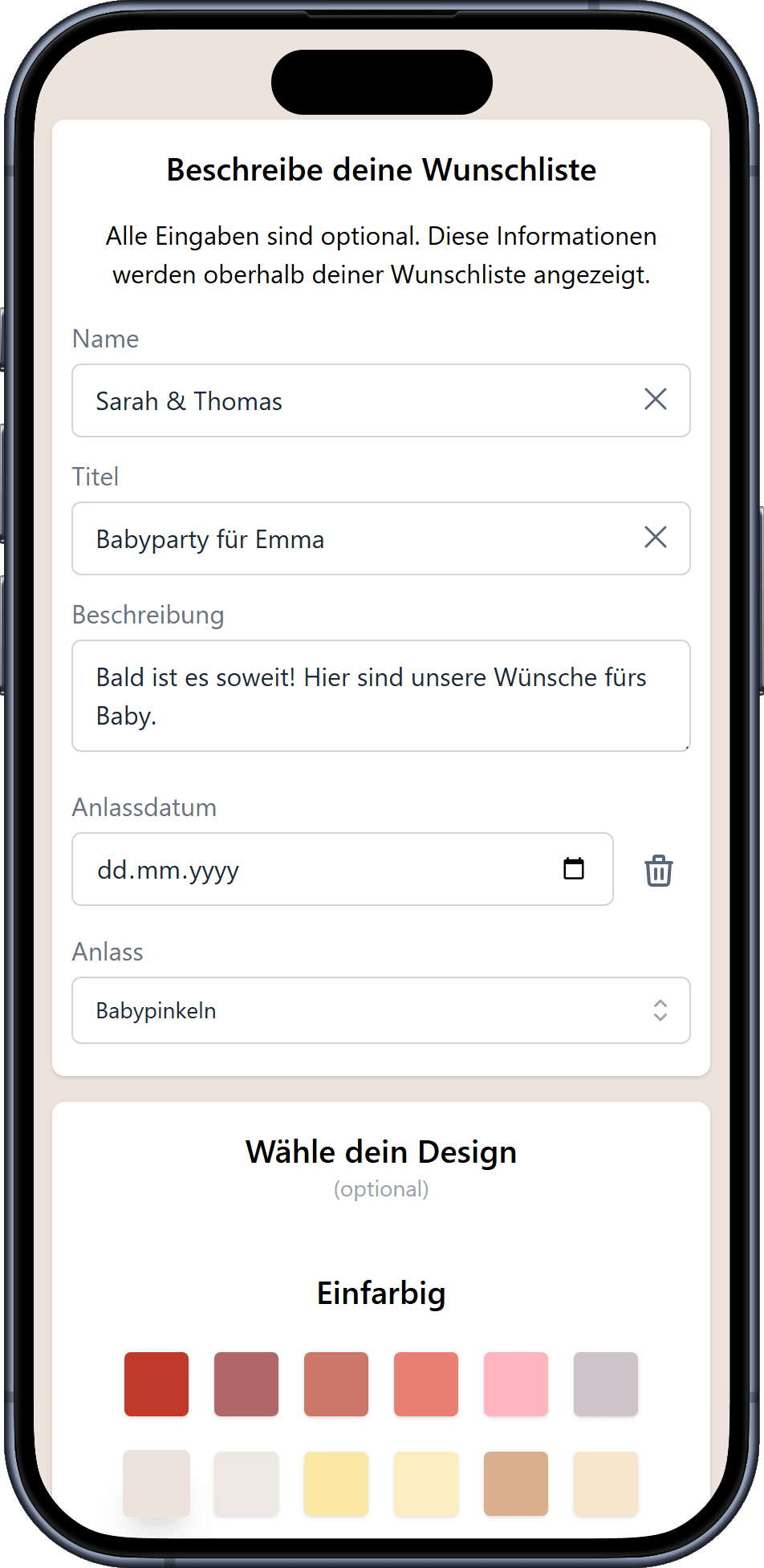 So fügst du Details zu eurer Wunschliste hinzu