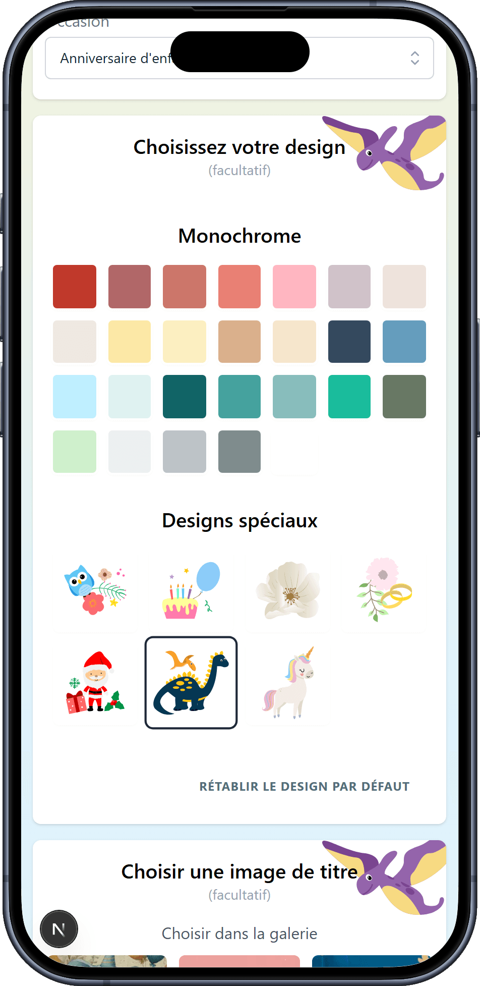 Les designs que vous pouvez choisir pour votre liste