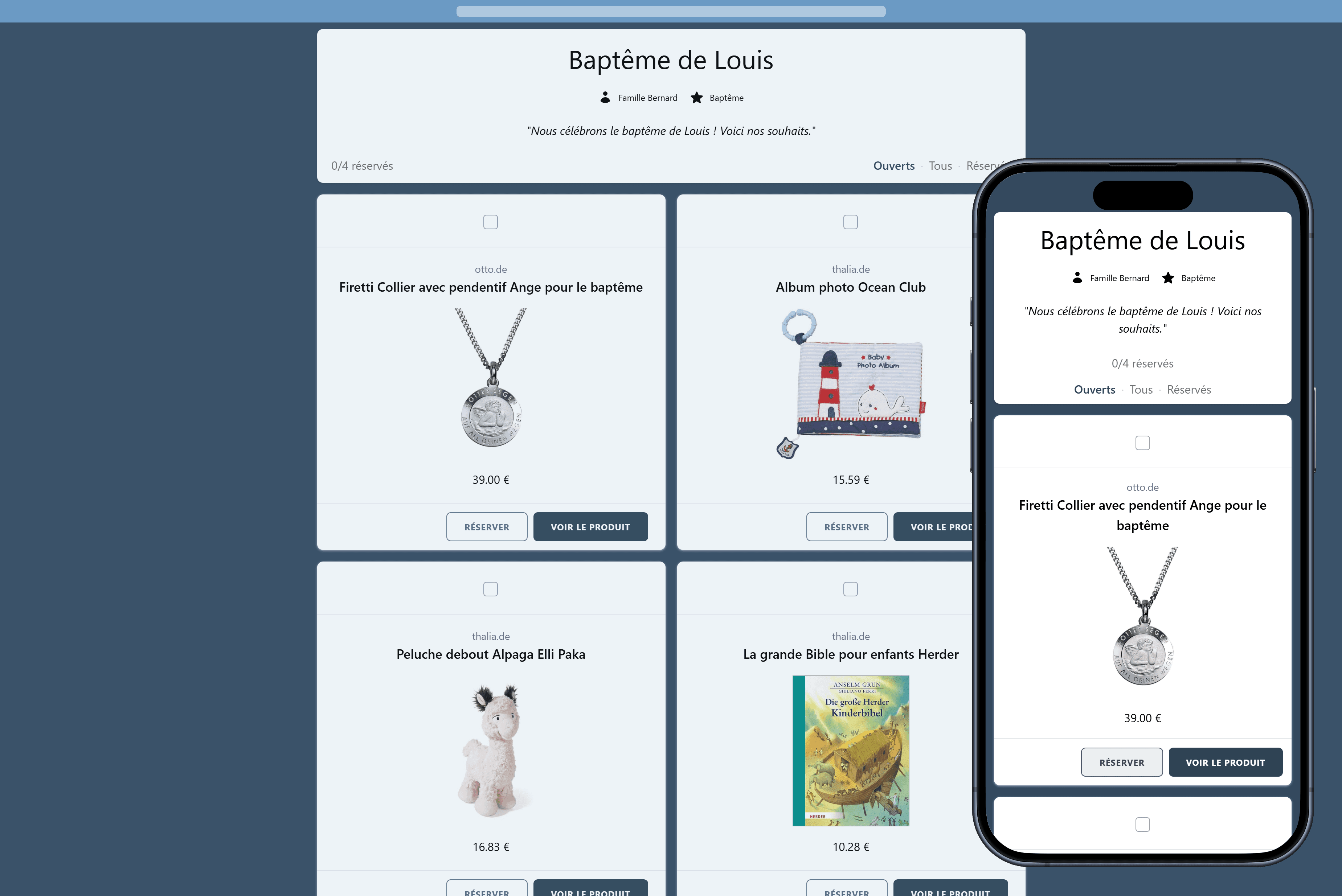 Voici à quoi ressemble votre liste de baptême terminée